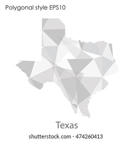 Texas state map in geometric polygonal,mosaic style.Abstract gems triangle,modern design background. Vector illustration EPS10