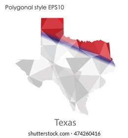 Texas state map in geometric polygonal,mosaic style.Abstract gems triangle,modern design background. Vector illustration EPS10