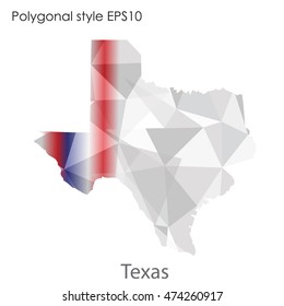 Texas state map in geometric polygonal,mosaic style.Abstract gems triangle,modern design background. Vector illustration EPS10