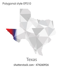 Texas state map in geometric polygonal,mosaic style.Abstract gems triangle,modern design background. Vector illustration EPS10