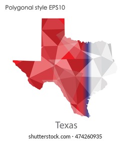 Texas state map in geometric polygonal,mosaic style.Abstract gems triangle,modern design background. Vector illustration EPS10