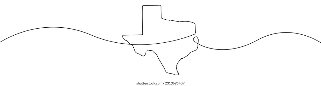 Texas state map icon line continuous drawing vector. One line Texas state map icon vector background. Texas state map icon. Continuous outline of a Texas state map icon.