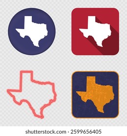 Texas State Map Icons Collection