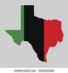 Texas State Map With Juneteenth Flag.