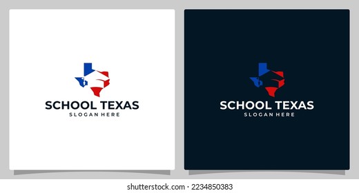 Texas state map logo design template with College, Graduate, Campus, Education graphic design illustration. icon, symbol, creative.