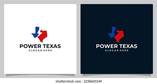 Texas State Map Logo Design Vorlage mit Blitz grafische Design-Illustration. Symbol, Symbol, kreativ.