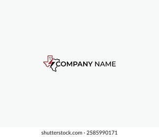 Texas State Map Logo Design with Lightning Bolt Design Template