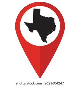 Mapa del estado de Texas. Mapa del estado de Texas en el mapa, señalar en color rojo