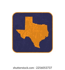 Mapa cuadrado del estado de Texas con textura gruesa. Ilustración vectorial.