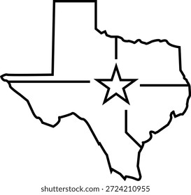 Mapa del estado de Texas con símbolo de estrella Esquema del estado estadounidense Mapa de Estados Unidos