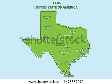 Texas State Map,  United State of America