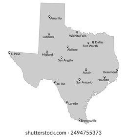 Texas state map. Map of the U.S. state of Texas.