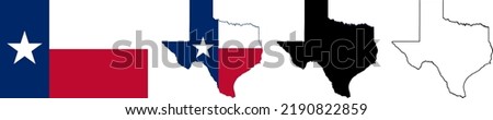 Texas State National Flag Map Texan outline black silhouette