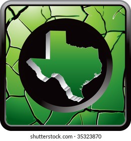 texas state on cracked green web icon