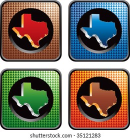 texas state on multicolored web buttons