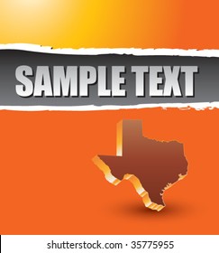 texas state on orange ripped banner