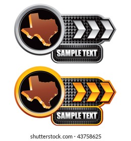 texas state on white and gold arrow nameplate banners
