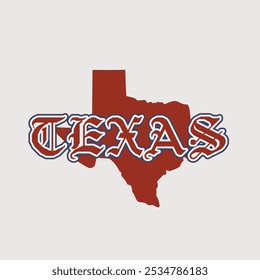 Texas State Outline with Bold Western Font Design