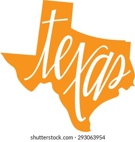 Texas State Outline And Hand Lettering