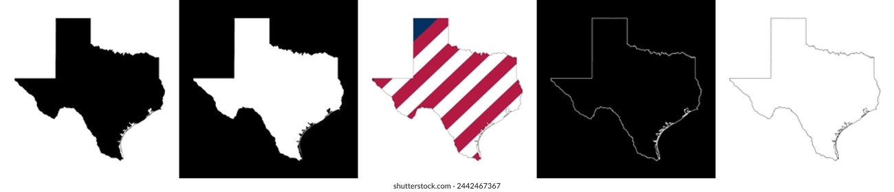 Texas state outline map set