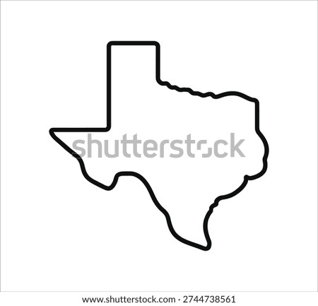 Texas State Outline Map Vector USA Geography Line Icon Isolated on White Background