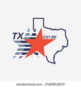 Texas State Outline with Star Design