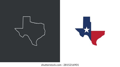 Texas State Shape With Flag Colors And Silhouette On Dark Gray geography political