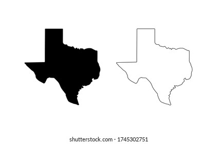 Texas state silhouette, line style. America illustration, American vector outline isolated on white background