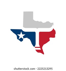 Texas state silhouette with negative space letter T with star isolated white background