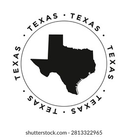 Texas State Silhouette With Text On White Background
