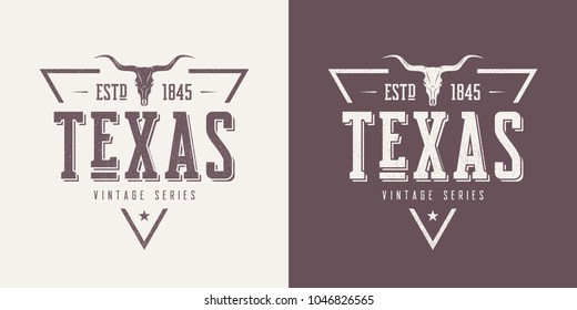 Texas state textured vintage vector t-shirt and apparel design, typography, print, logo, poster. Global swatches.