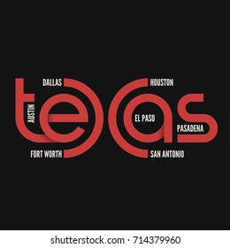 Texas state. T-shirt and apparel vector design, print, typography, poster, emblem.