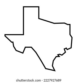 Texas state of United States of America, USA. Simplified thick black outline map. Simple flat vector illustration