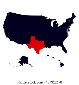 Texas State in the United States map