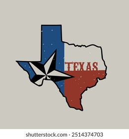 Estado do Texas, EUA com grunge, estilo sujo perfeito para impressão, vestuário, etc