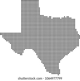 Texas state of USA map dots vector outline illustration background. Dotted map of Texas state of United States of America. Creative pixel art map with highly detailed border 