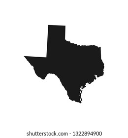 Texas, state of USA - solid black silhouette map of country area. Simple flat vector illustration.