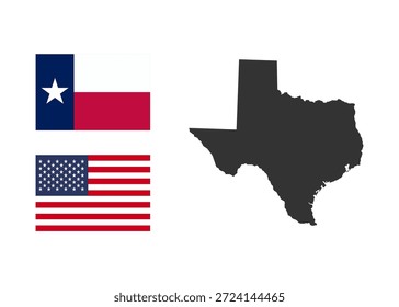 Texas state of USA. Texas territory and flag. States of America territory on white background. Separate states. Vector 