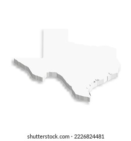 Texas, state of USA - white vector 3D map of country area.