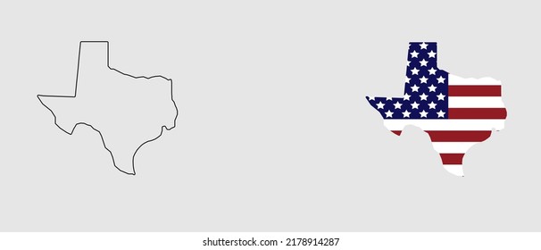 
Texas states map and flag