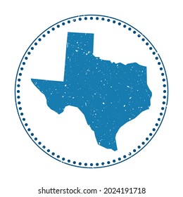 Texas sticker. Travel rubber stamp with map of US state, vector illustration. Can be used as insignia, logotype, label, sticker or badge of Texas.