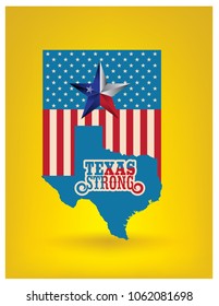 Texas Strong with Map and Star Vector EPS 10