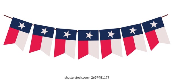Girlande im texanischen Stil. Texas Flagge Girlande Vektorgrafik