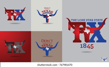 texas symbol design with word Don't mess with texas , Nickname-The Lone Star State, and Map, Vector EPS 10.