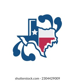 Texas tech map logo design template sign. solid color style,