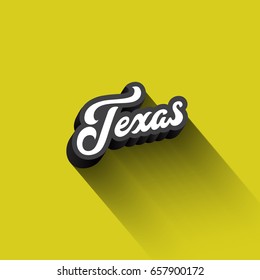 Texas text Calligraphy Vintage Retro Lettering vector design.
Typography 3D Poster Banner Card template.