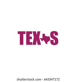 Texas text and map colorful letters vector illustration