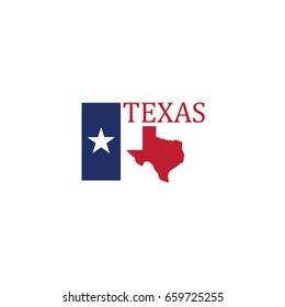 Texas text and map colorful letters vector illustration
