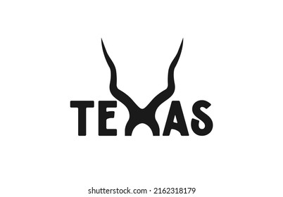 Texas Typography Horn Addax Sign Logo