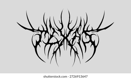 Texas Typografie, symmetrische Stammes scharfe Verzweigung Stil. Vektorbeschriftung für Metallbranding, Streetwear-Prints, Albumcover, Poster und edgy Grafikdesign